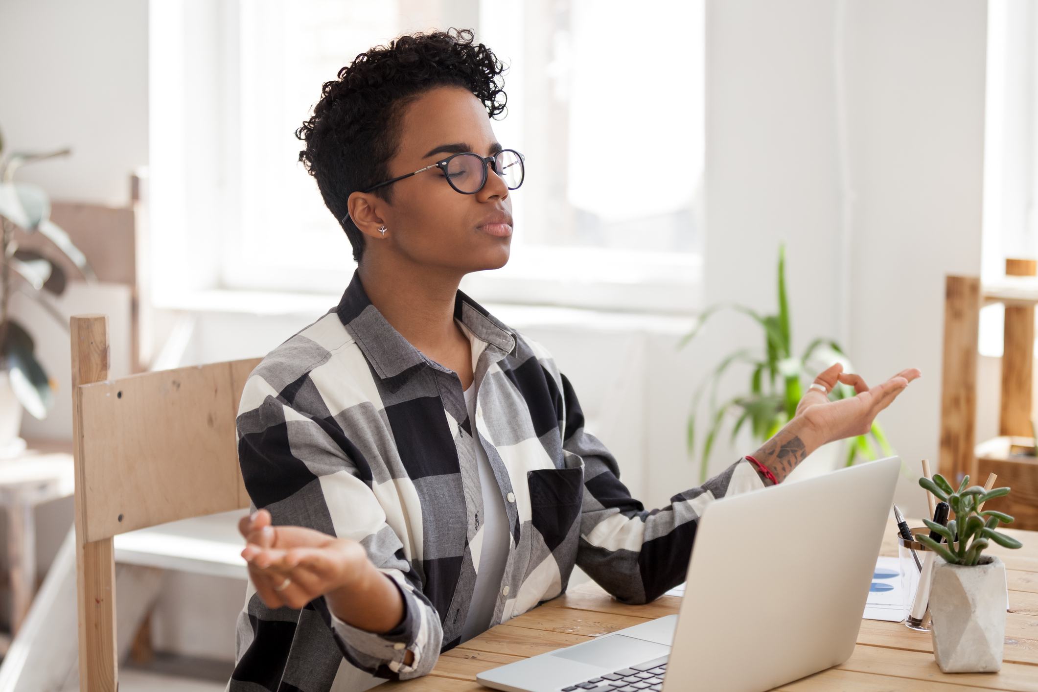 Peaceful-black-girl-practice-how-to-set-realistic-goals