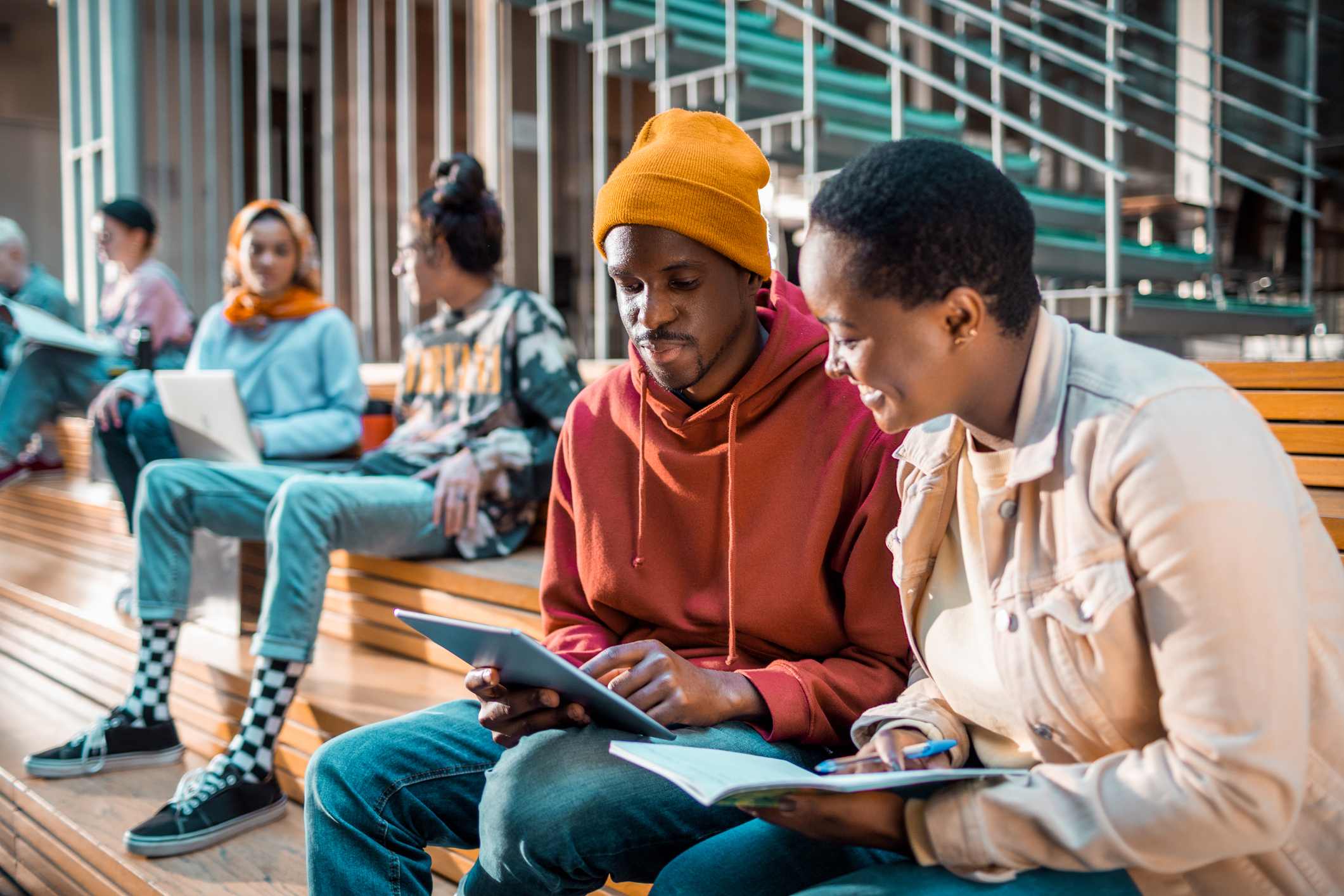 Students-socializing-in-the-lobby-of-the-university-career-break